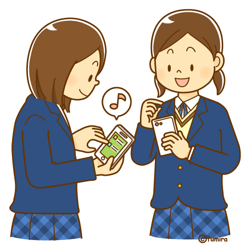 中学生 スマホ フリー素材